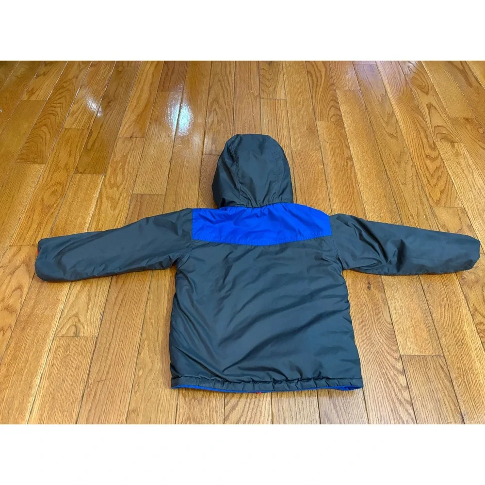 The North Face Reversible Hooded Jacket Toddler 4T Blue Black Fleece Puffer‎